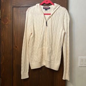 Vineyard Vines Hooded Cable Knit Zip Up Sweater